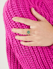 14ct Gold-Plated Aventurine Bobble Ring, Green (GREEN), large