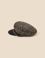 Leopard Print Baker Boy Hat, , large