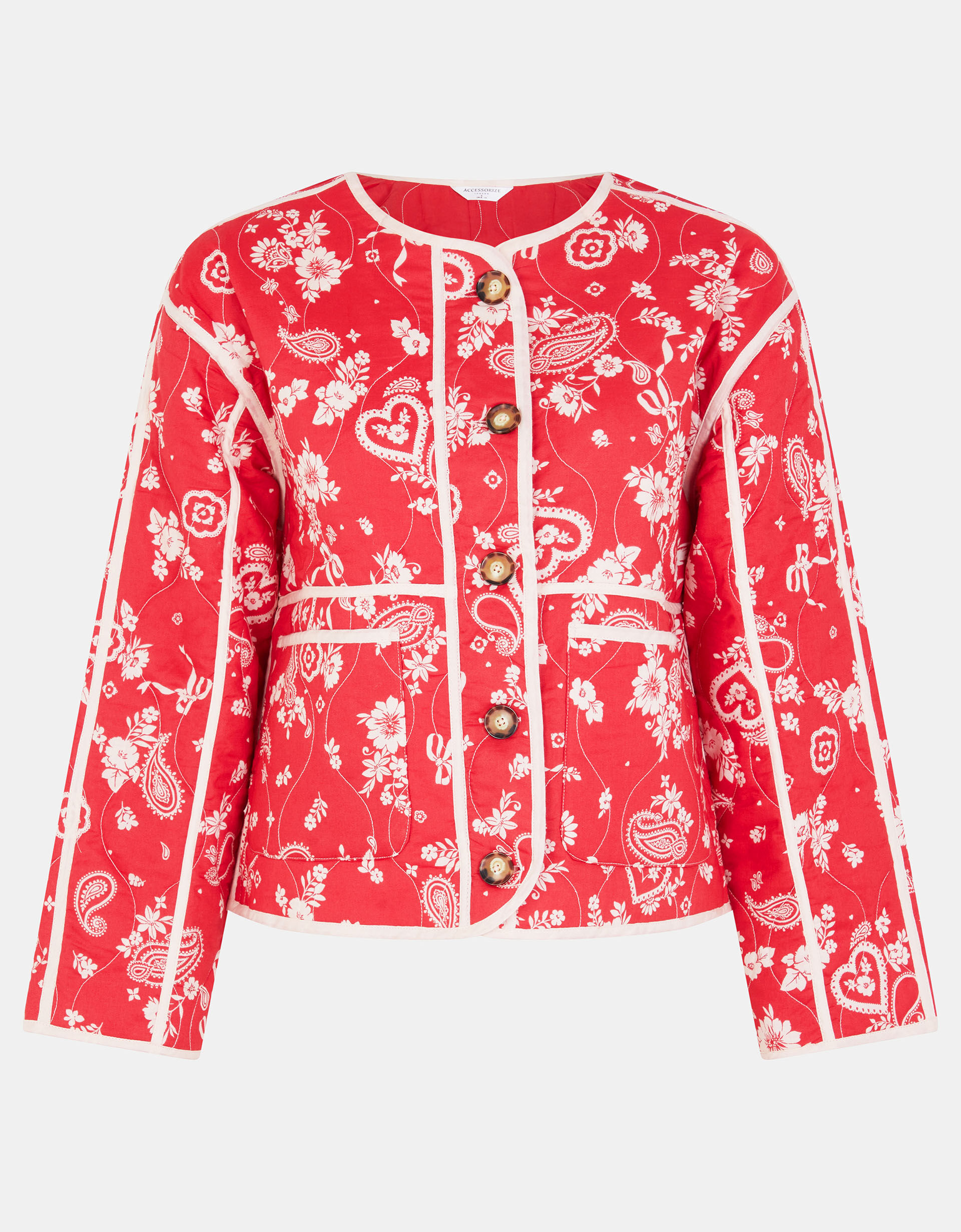 Paisley Heart Quilted Jacket, Red (RED), large