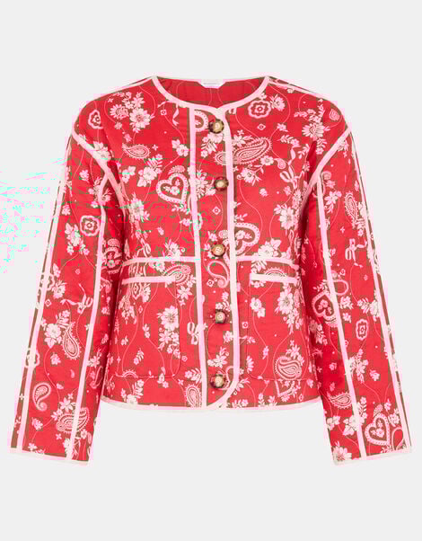 Paisley Heart Quilted Jacket, Red (RED), large