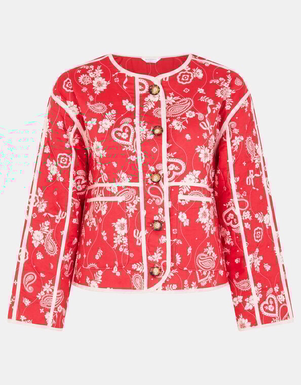 Paisley Heart Quilted Jacket, Red (RED), large