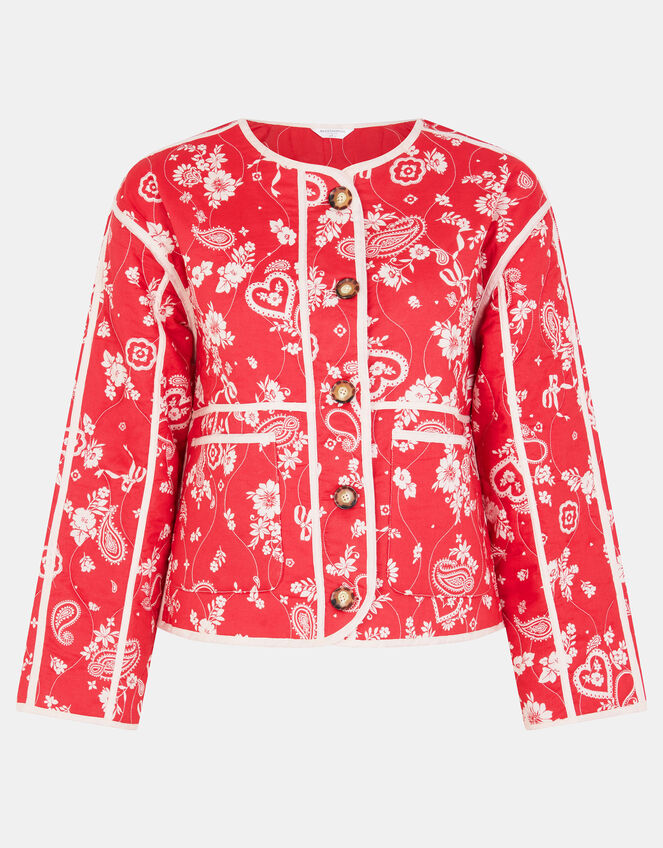 Paisley Heart Quilted Jacket, Red (RED), large