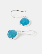 Sterling Silver-Plated Blue Quartz Drop Earrings, , large