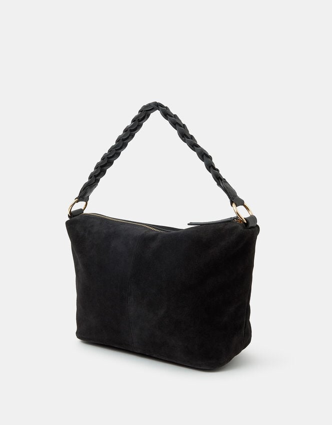 Braided Strap Suede Shoulder Bag, , large