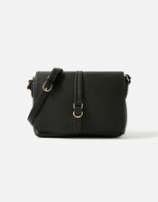 Large Flap Cross-Body Bag, Black (BLACK), large