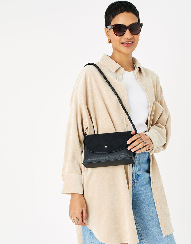 Pia Plaited Shoulder Bag , Black (BLACK), large