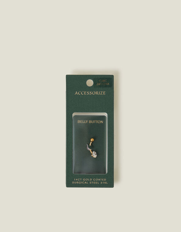 14ct Gold-Plated Surgical Steel Belly Bar, , large