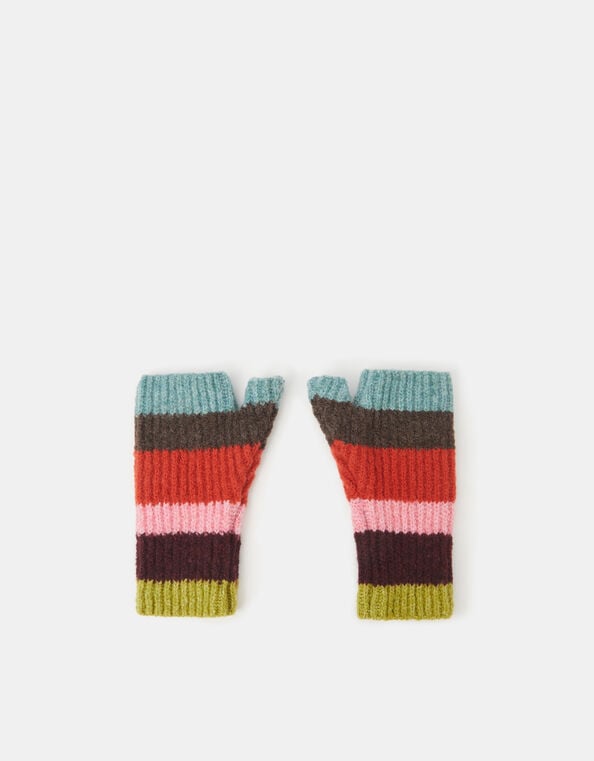 Rainbow Stripe Fingerless Gloves, , large