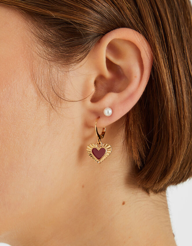 8-Pack Heart Stud & Hoop Earrings, , large