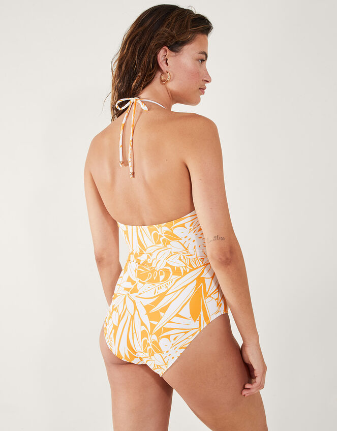 Palm Print Swimsuit, Yellow (YELLOW), large