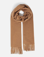 Plain Tassel Scarf, Camel (CAMEL), large