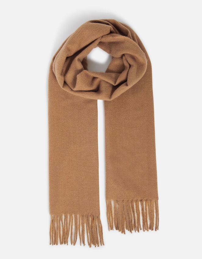 Plain Tassel Scarf, Camel (CAMEL), large