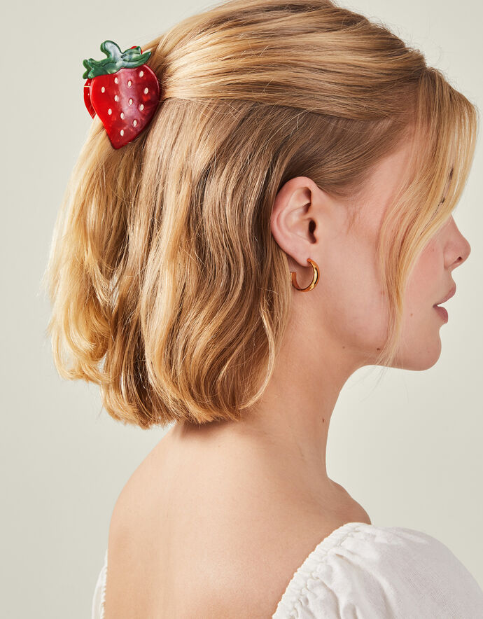HAND-PAINTED STRAWBERRY FRUIT CLAW HAIR CLIP main image 1