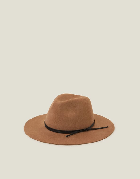 Wool Fedora Hat, Camel (CAMEL), large
