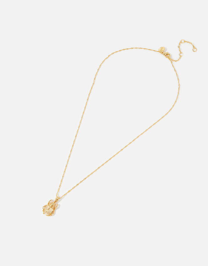 Gold-Plated Scarab Beetle Pendant Necklace, , large