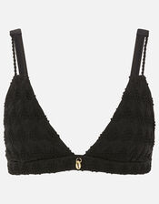 Crochet Triangle Bikini Top, Black (BLACK), large