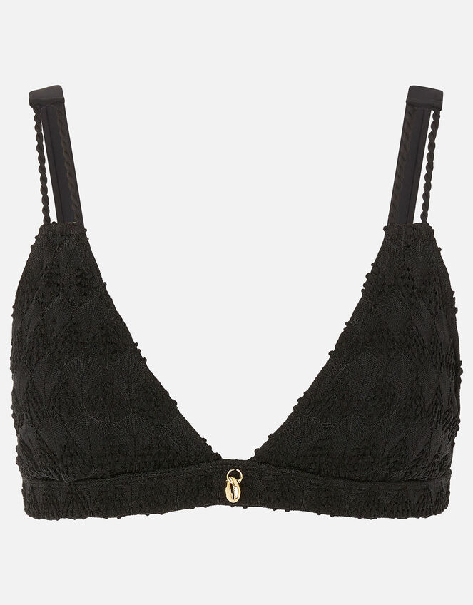 Crochet Triangle Bikini Top, Black (BLACK), large