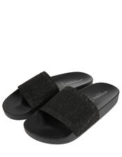 Shimmer Strap Pool Sliders, Black (BLACK), large