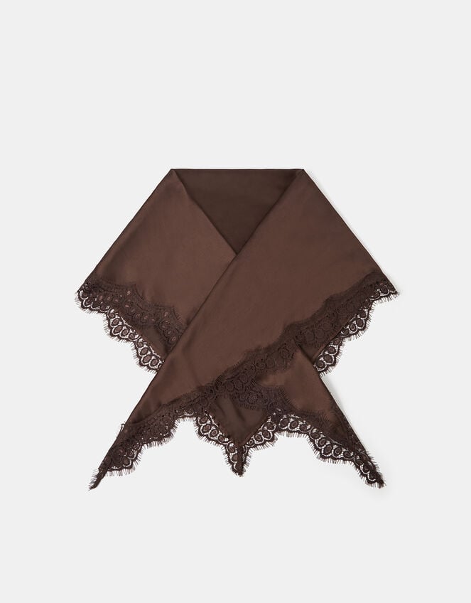 Lace Satin Triangle Scarf, , large