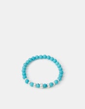 Sterling Silver-Plated Semi-Precious Stretch Bracelet, Blue (BLUE), large