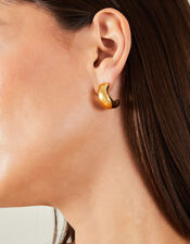 14ct Gold-Plated Stainless Steel Molten Hoop Earrings, , large