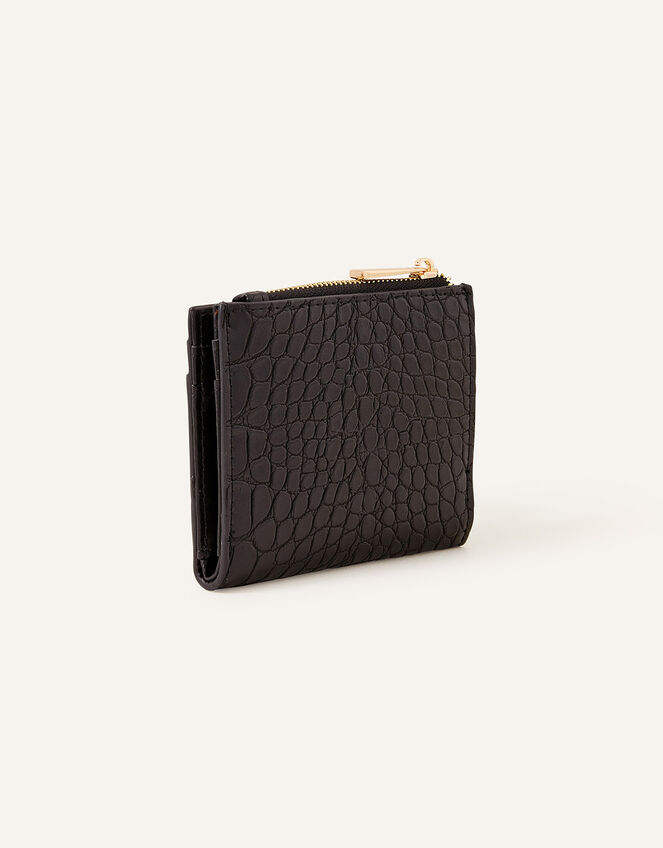 Faux Croc Zip Cardholder, Black (BLACK), large