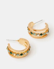 Gemstone Triple Hoop Earrings, , large