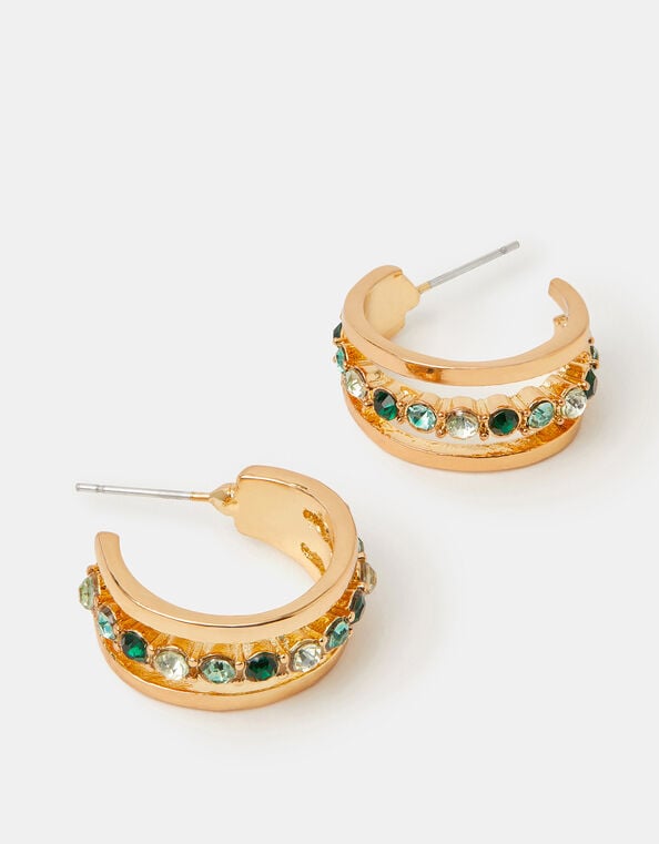 Gemstone Triple Hoop Earrings, , large