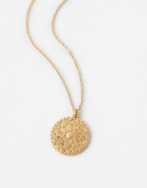 Flower Coin Pendant Necklace Necklaces Accessorize Global - Large Coin Pendant Necklace
