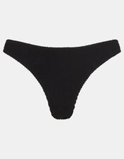 Crinkle Texture Bikini Bottoms, Black (BLACK), large