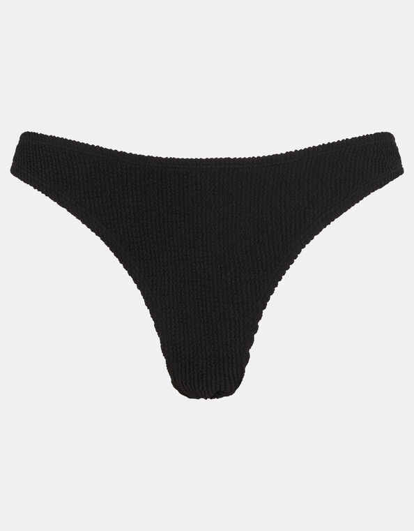 Crinkle Texture Bikini Bottoms, Black (BLACK), large