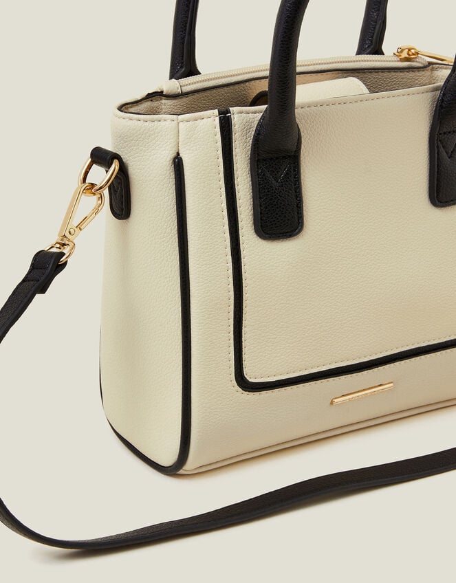 Two-Tone Faux Leather Handbag, , large