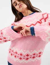 Oversized Fair Isle Jumper, Pink (PINK), large