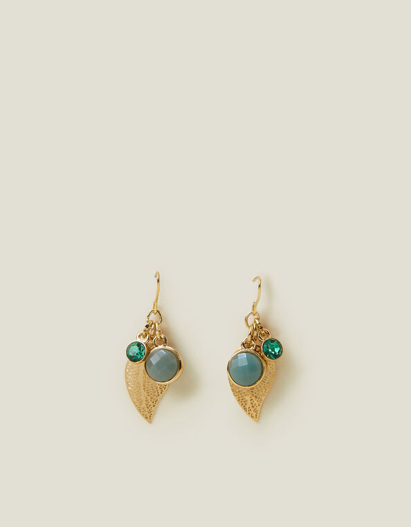 Leaf Stone Drop Earrings, , large