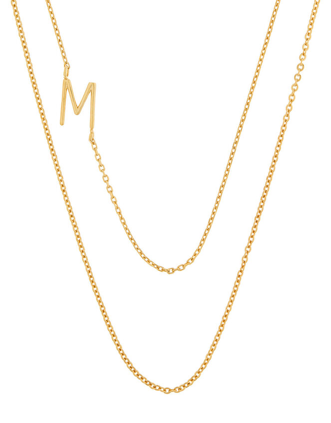 Gold-Plated Double Chain Initial Necklace - M, , large