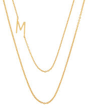 Gold-Plated Double Chain Initial Necklace - M, , large