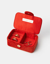 Embellished Cherry Velvet Jewellery Box, , large
