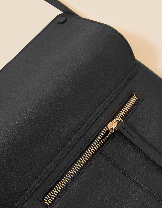 Leather Cross-Body Messenger Bag, Black (BLACK), large