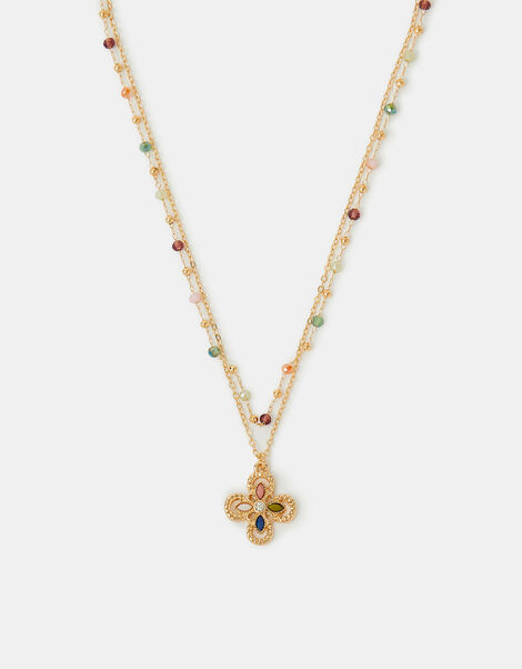 2-Pack Beaded Clover Pendant Necklaces, , large
