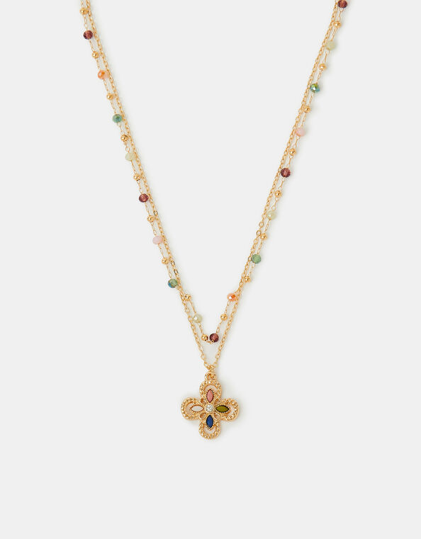 2-Pack Beaded Clover Pendant Necklaces, , large
