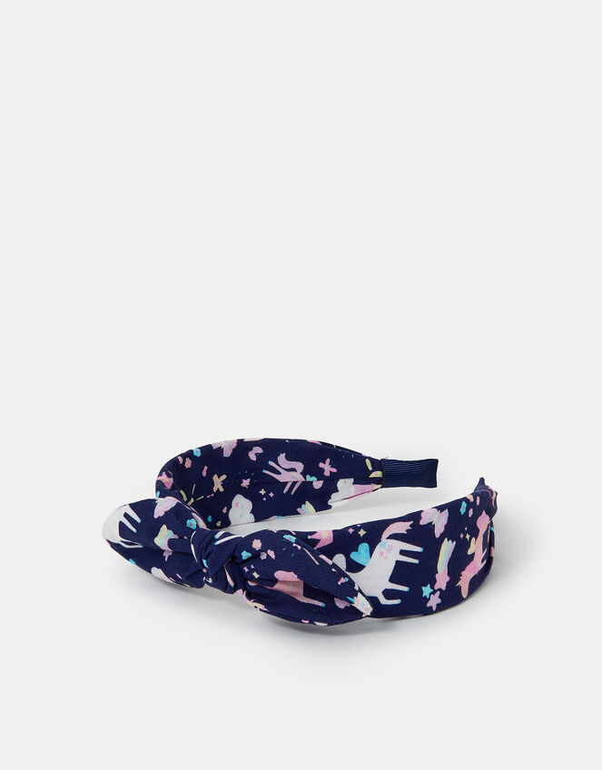 Girls Unicorn Print Bow Headband, , large
