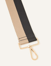 Two Tone Stripe Webbing Bag Strap, Black (BLACK), large