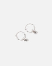 Sterling Silver Sparkle Huggie Hoop Earrings, , large