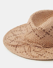 Woven Straw Fedora Hat, , large