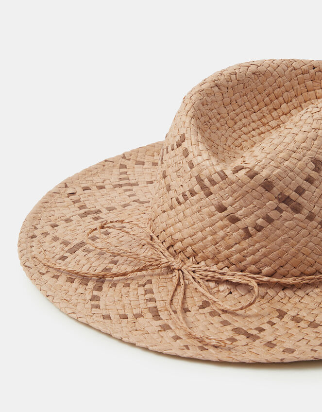 Woven Straw Fedora Hat, , large