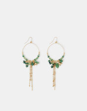 Beaded Drop Hoop Earrings, , large