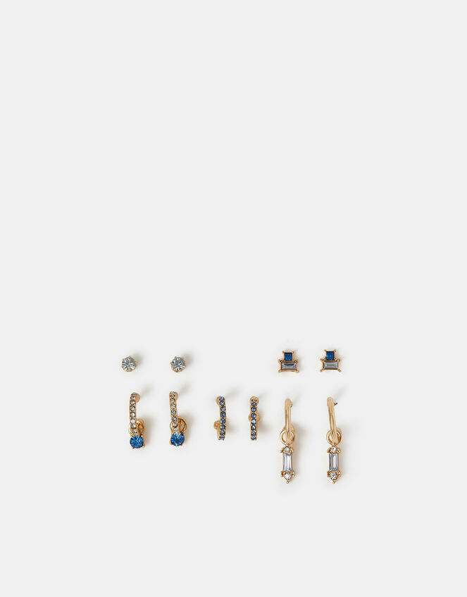 5-Pack Gem Diamante Stud & Hoop Earrings, , large