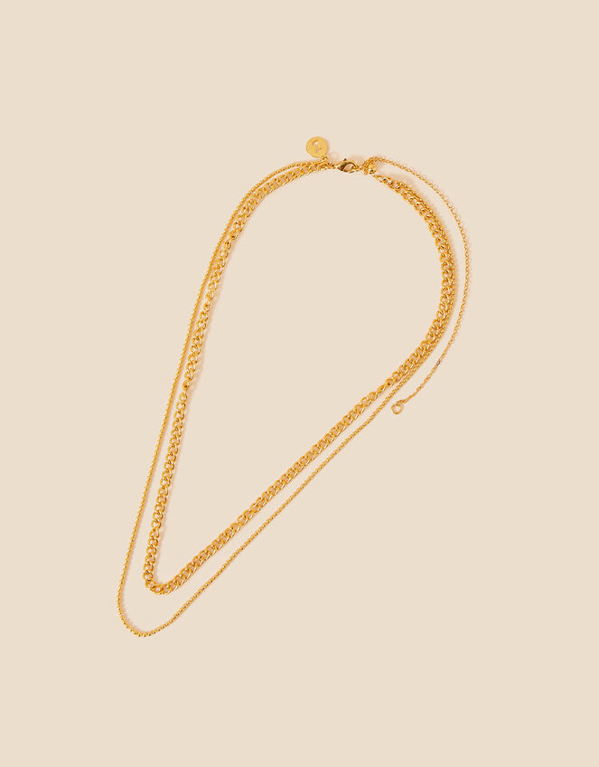 Gold-Plated Ball Chain Layered Necklace, , large