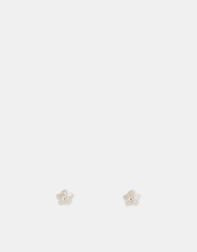 Sterling Silver Flower Studs, , large
