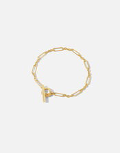14ct Gold Vermeil Chunky T-Bar Chain Bracelet, , large